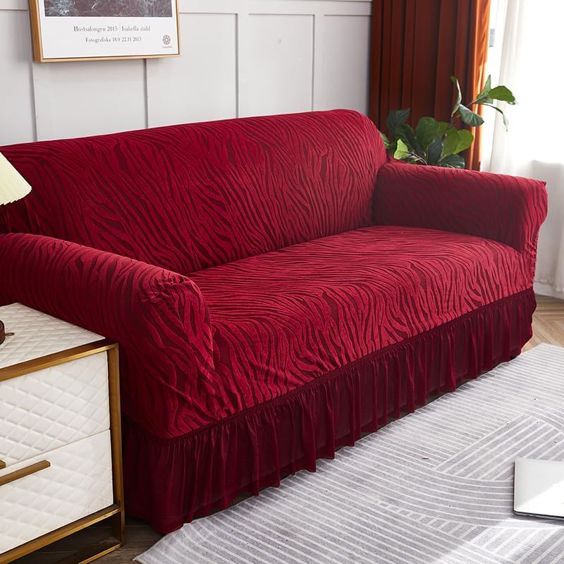 Zebra Velvet Sofa Cover (Maroon)